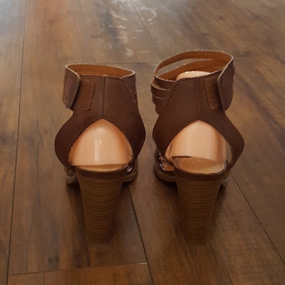 Report Brown Leather High Heel Ankle Strap Sandals‎ - Picture 4 of 6